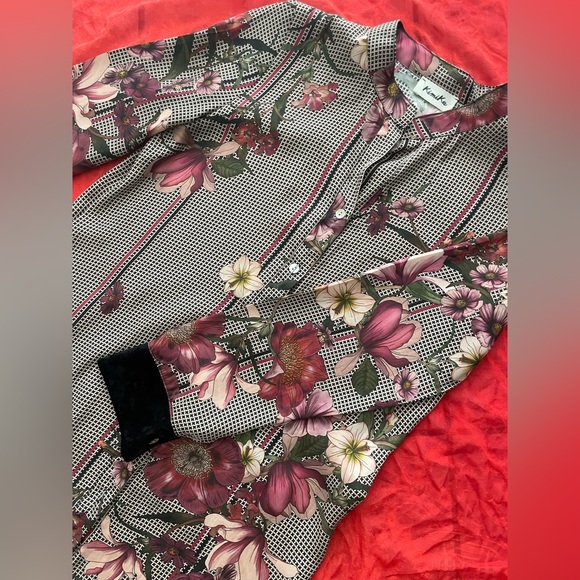 Women midi robe dress buttoned down long sleeve velvet - Picture 2 of 5